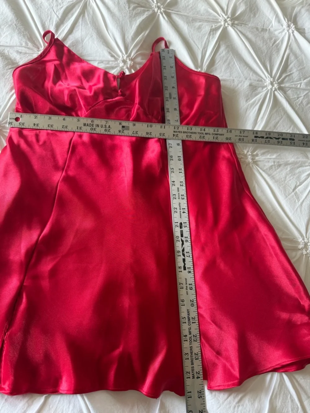 La Senza Red Satin Nightgown Slip Double Strap Keyhole Y2K - Picture 7 of 9